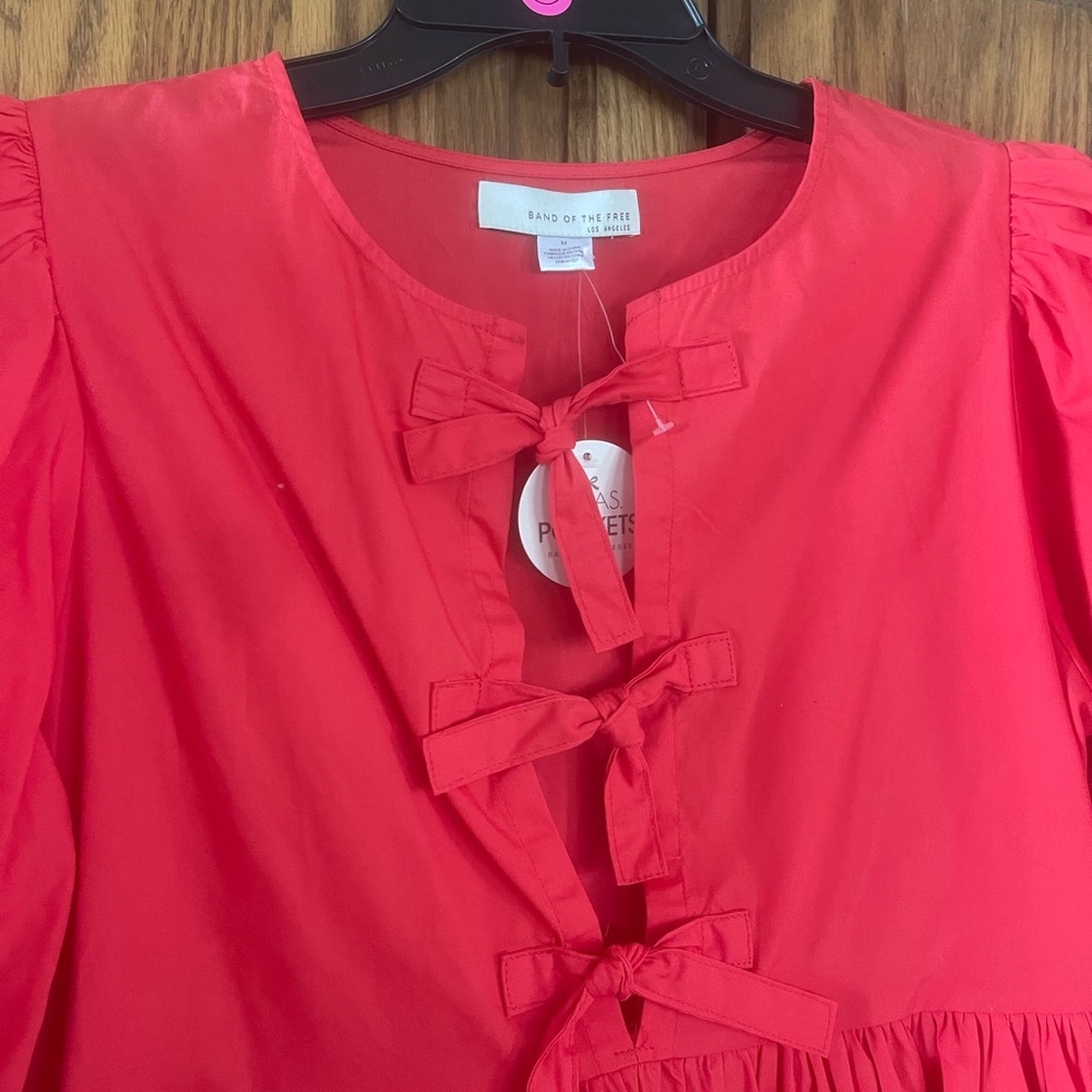 Chic Red Mini Dress with Bow Accents - Picture 2 of 3